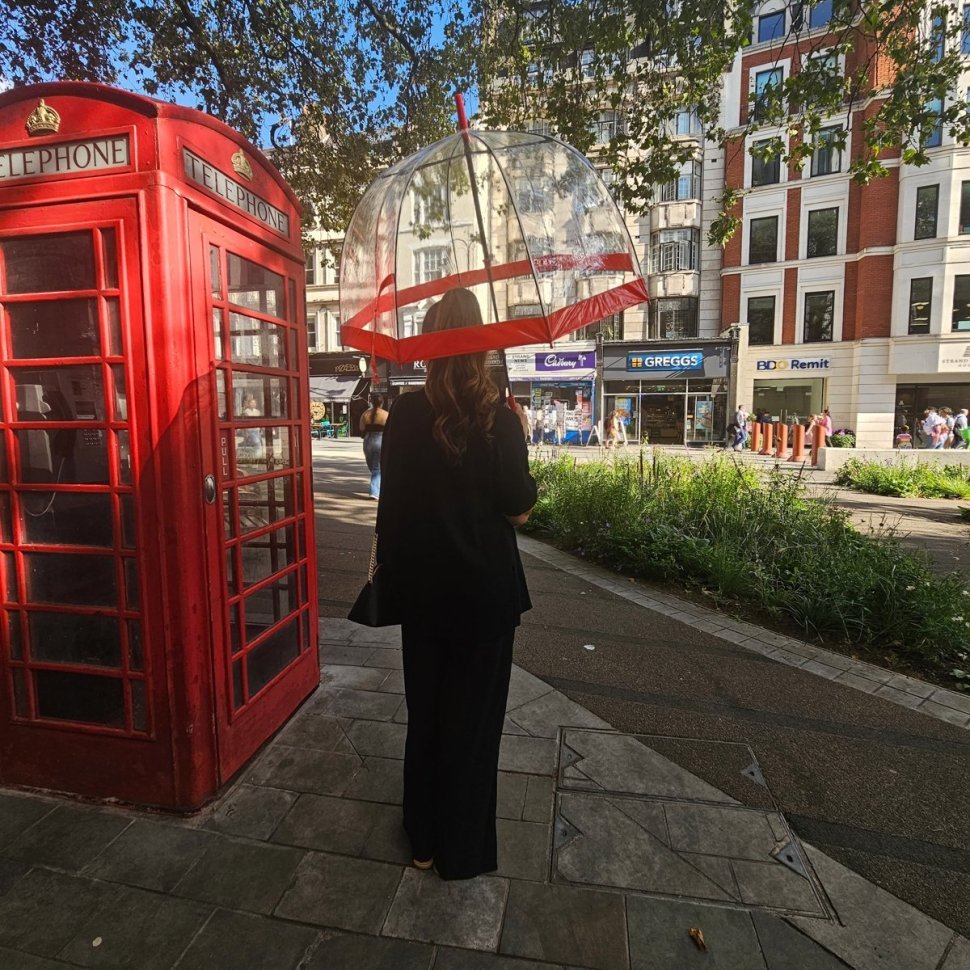 Зонт-трость женский Fulton Birdcage-1 L041 Red (Механика, прозрачный с красными вставками) 93794 modnotak фото №5