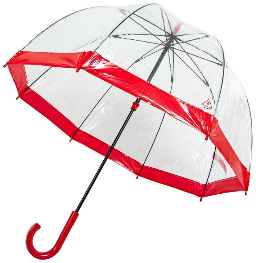 Зонт-трость женский Fulton Birdcage-1 L041 Red (Механика, прозрачный с красными вставками) 93794 modnotak фото №7