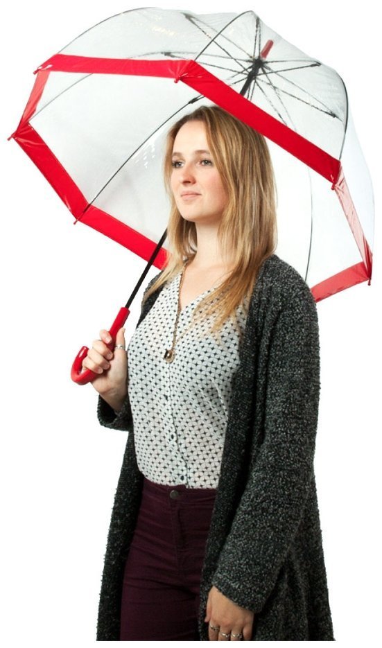 Зонт-трость женский Fulton Birdcage-1 L041 Red (Механика, прозрачный с красными вставками) 93794 modnotak фото №13