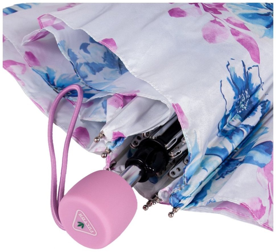 Женский зонт Fulton Superslim-2 L553 Pastel Petals (механика, складной, белого цвета с цветочным принтом) 93894 modnotak фото №5