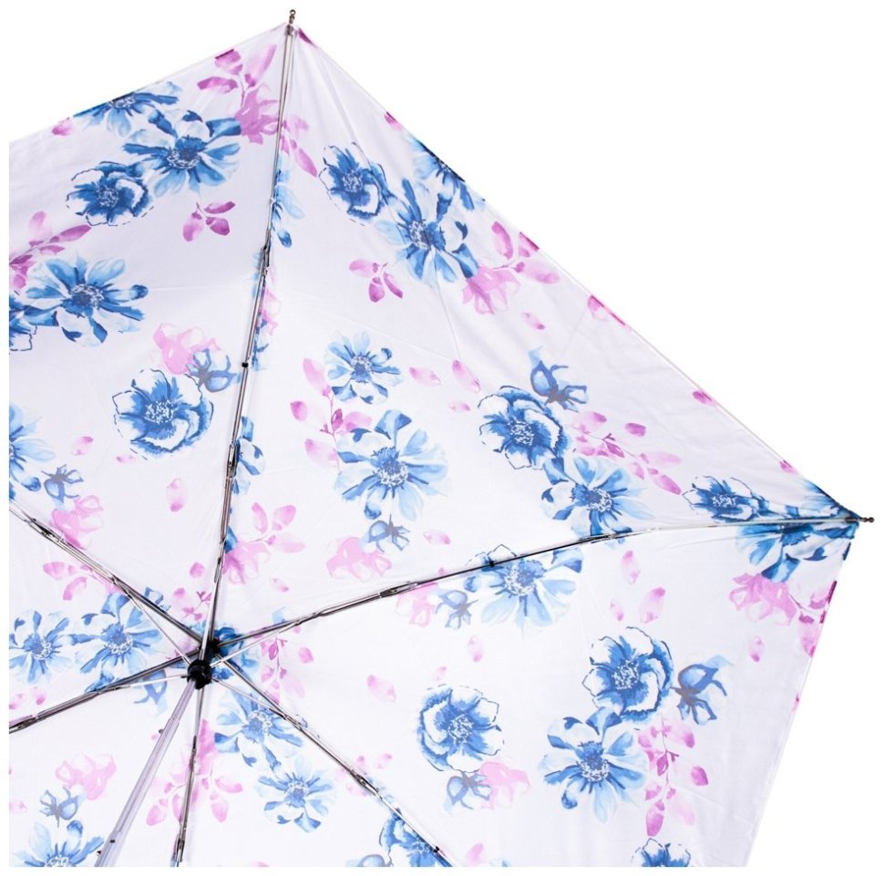 Женский зонт Fulton Superslim-2 L553 Pastel Petals (механика, складной, белого цвета с цветочным принтом) 93894 modnotak фото №7