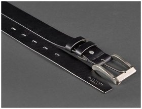 Універсальний ремінь чорного кольору з натуральної шкіри українського виробництва BlankNote (12853)