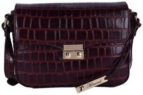 Сумка кросс-боди женская кожаная с фактурой кроко Ashwood Bordo 93994 (Бордовый)