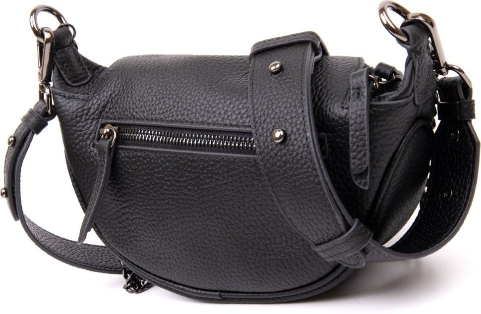 Черная сумка из натуральной кожи с цепочкой на плечо Vintage (20409)