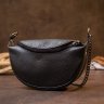 Чорна сумка з натуральної шкіри з ланцюжком на плече Vintage (20409) - 5
