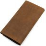 Коричневый длинный кошелек из винтажной кожи на кнопке Vintage (14406)  - 4