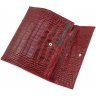 Фирменный женский кошелек красного цвета из натуральной кожи под крокодила Tony Bellucci (10814) - 6