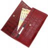 Фирменный женский кошелек красного цвета из натуральной кожи под крокодила Tony Bellucci (10814) - 7
