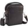 Шкіряна чоловіча сумка-барсетка чорного кольору з ручкою H.T Leather (11509) - 1