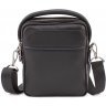 Шкіряна чоловіча сумка-барсетка чорного кольору з ручкою H.T Leather (11509) - 4