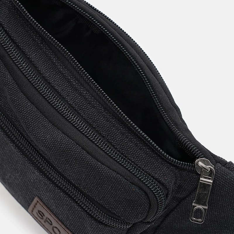 Повседневная мужская сумка на пояс из прочного текстиля черного цвета Monsen 104494 modnotak фото №3