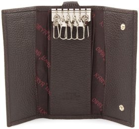 Темно-коричневая вертикальная ключница из натуральной кожи KARYA (402-39)