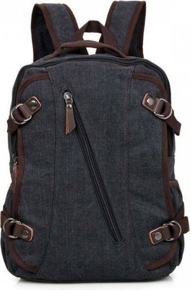 Чорний чоловічий текстильний рюкзак на блискавці Vintage (14593)