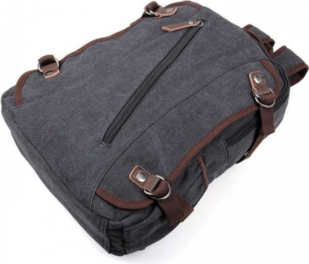 Чорний чоловічий текстильний рюкзак на блискавці Vintage (14593)