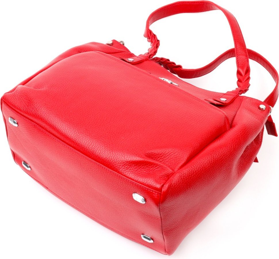 Яркая повседневная женская сумка из зернистой кожи красного цвета KARYA (2420880)