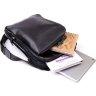 Мужская черная сумка-планшет с накладным карманом на молнии в гладкой коже SHVIGEL (11281) - 4