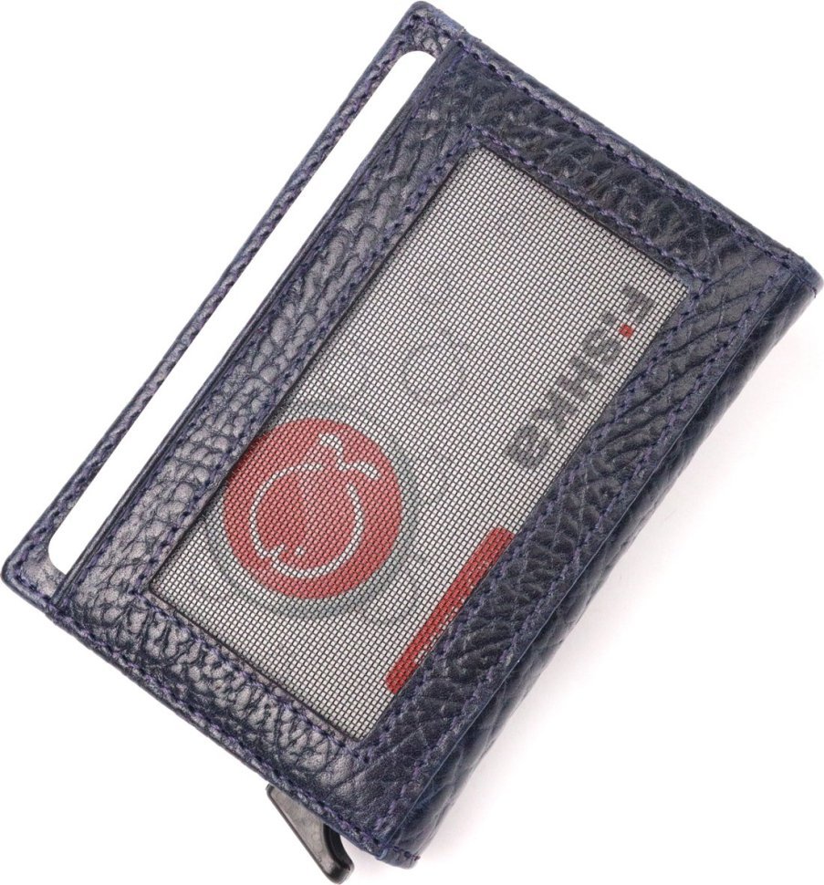 Синяя карманная визитница из натуральной кожи KARYA (2420980)