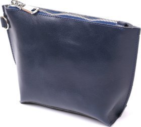 Добротна косметичка з натуральної шкіри синього кольору Shvigel (16413)