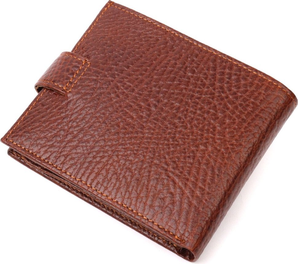 Светло-коричневое качественное мужское портмоне из натуральной кожи с фиксацией KARYA (2421080)