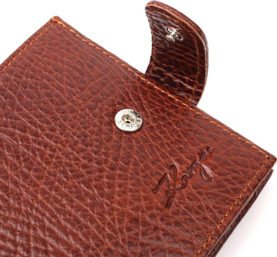 Светло-коричневое качественное мужское портмоне из натуральной кожи с фиксацией KARYA (2421080)