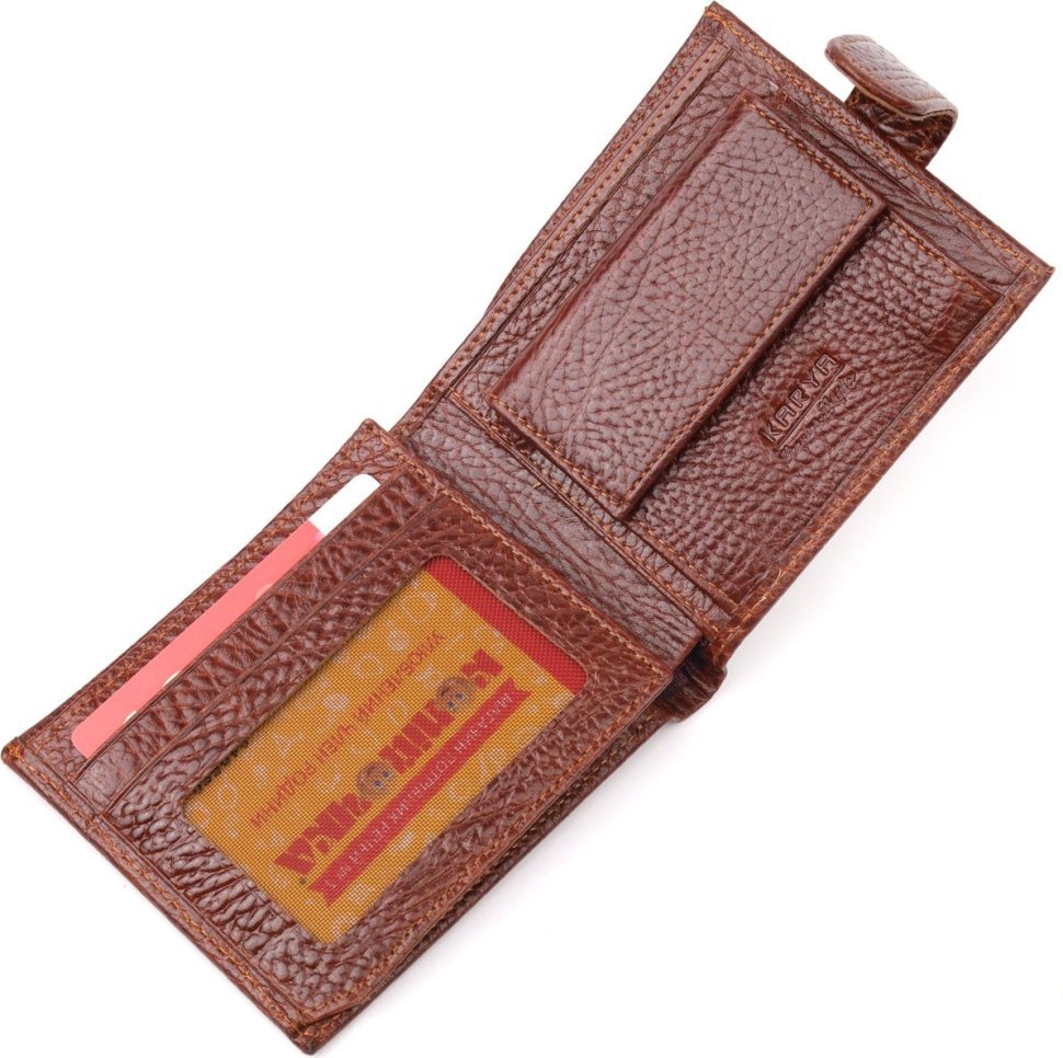 Світло-коричневе якісне чоловіче портмоне з натуральної шкіри з фіксацією KARYA (2421080)