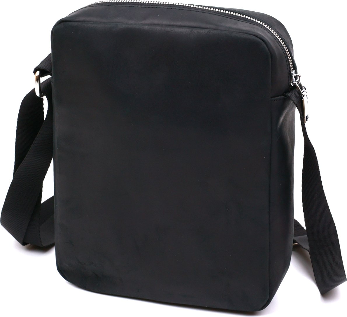 Винтажная мужская кожаная сумка черного цвета через плечо Shvigel (16331)