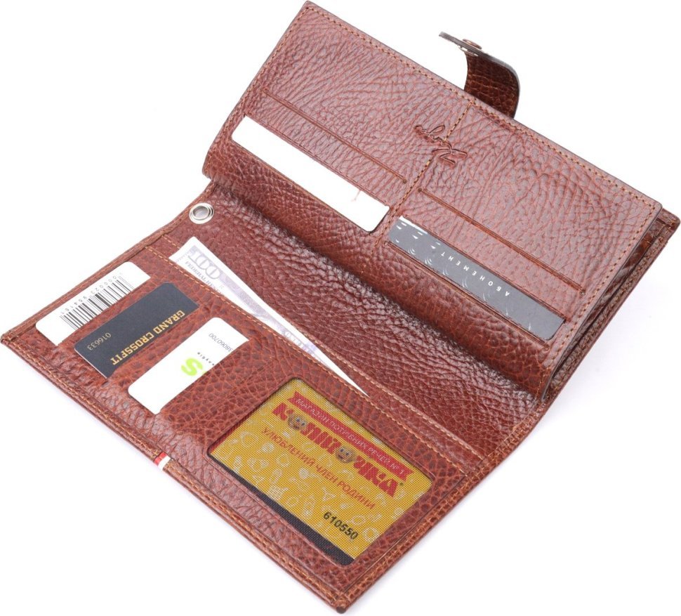 Коричневий чоловічий клатч-гаманець із натуральної шкіри на зап'ястя KARYA (2421180)