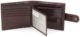 Коричневе чоловіче шкіряне портмоне на кнопці Marco Coverna (18406)