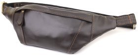 Классическая мужская сумка на пояс из натуральной гладкой кожи коричневого цвета Shvigel 95094