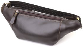 Классическая мужская сумка на пояс из натуральной гладкой кожи коричневого цвета Shvigel 95094