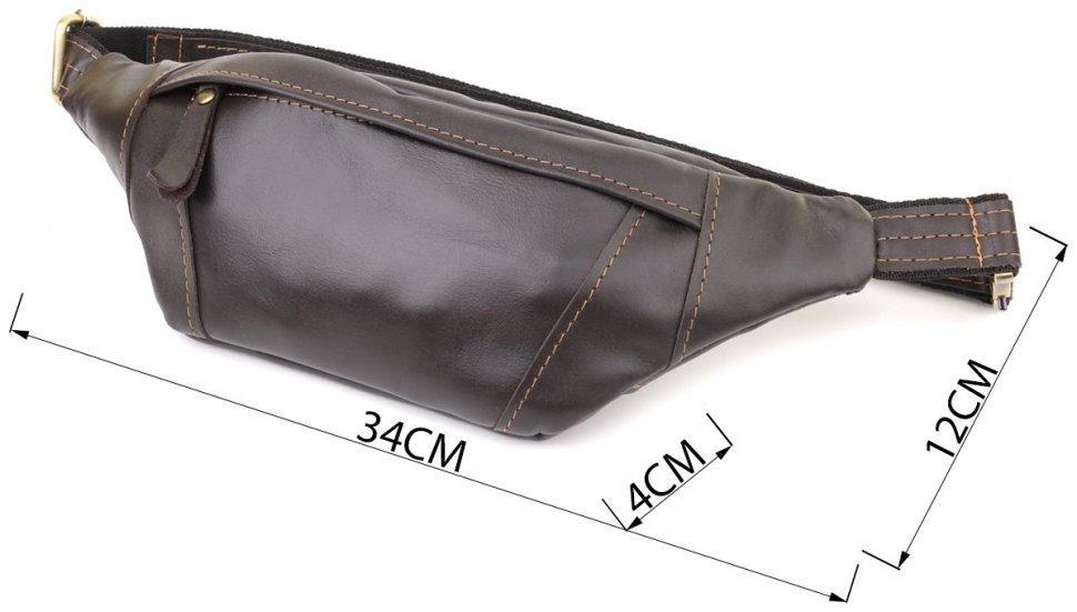Классическая мужская сумка на пояс из натуральной гладкой кожи коричневого цвета Shvigel 95094 modnotak фото №3