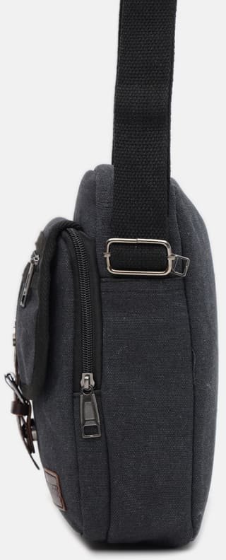 Практичная мужская текстильная сумка через плечо в черном цвете Monsen (19418)