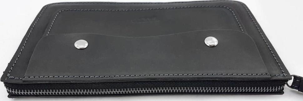 Функциональный кожаный мужской клатч черного цвета VATTO (11836)