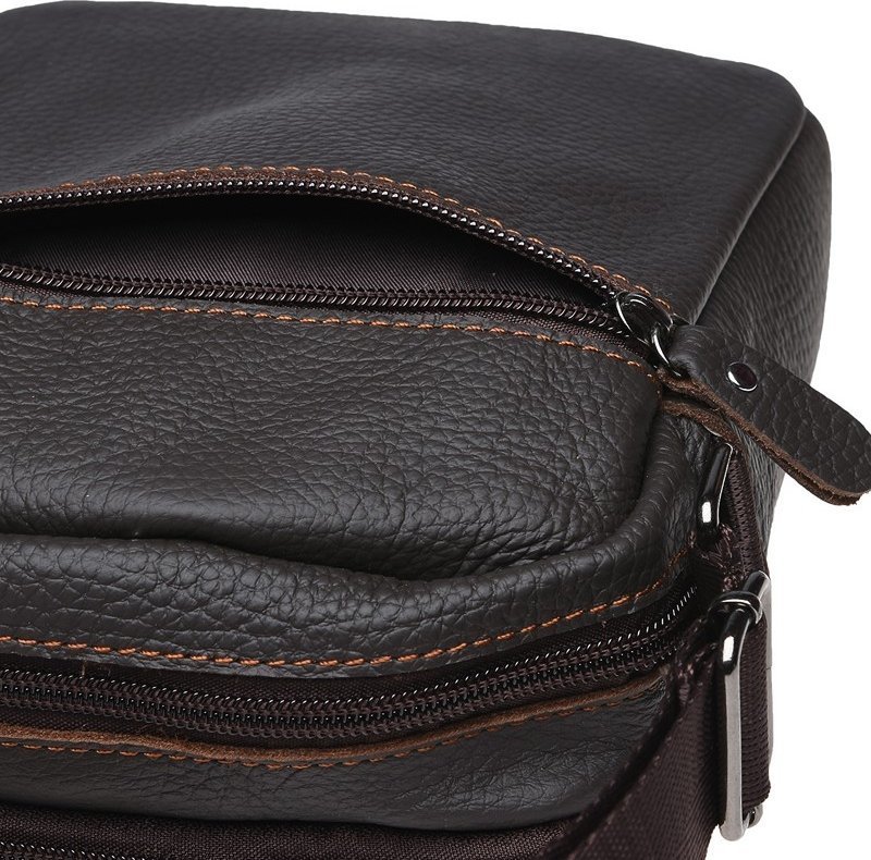 Классическая мужская сумка-планшет из коричневой кожи через плечо Keizer (19384)
