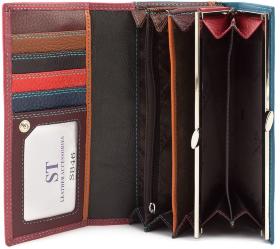 Кожаный цветной кошелек с блоком под карточки ST Leather (16027) - 2