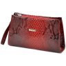 Лакированная женская косметичка из натуральной кожи с фактурой под рептилию Desisan 107094 красного цвета modnotak фото - 3