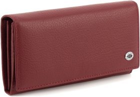 Бордовый женский кошелек из натуральной кожи с клапаном на кнопке ST Leather 1767394