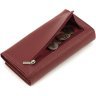 Бордовый женский кошелек из натуральной кожи с клапаном на кнопке ST Leather 1767394 - 5