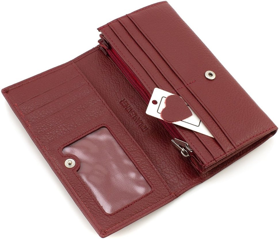 Бордовий жіночий гаманець із натуральної шкіри із клапаном на кнопці ST Leather 1767394