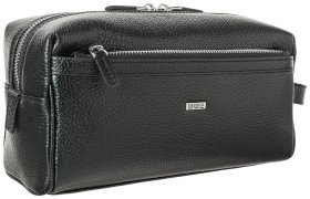 Вместительный мужской несессер из натуральной кожи флотар черного цвета Desisan 107494