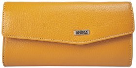 Яскравий жіночий гаманець зі шкіри флотар на кнопці Desisan 107594 жовтого кольору