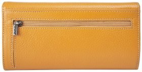 Яскравий жіночий гаманець зі шкіри флотар на кнопці Desisan 107594 жовтого кольору
