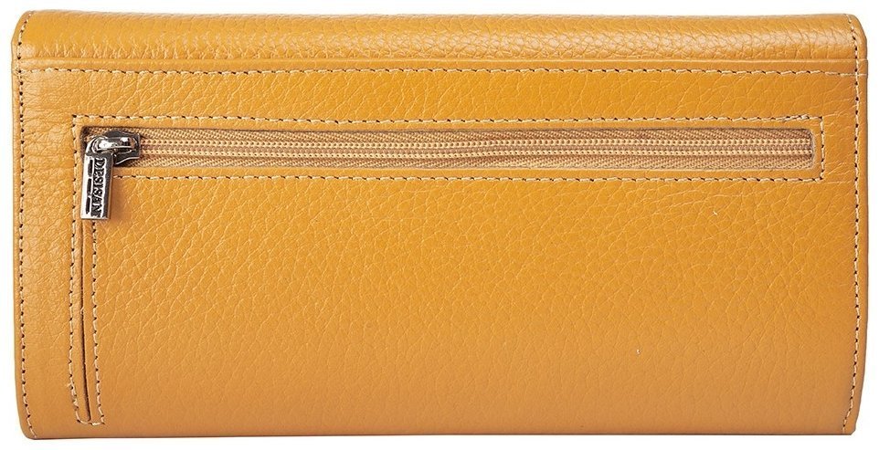 Яркий женский кошелек из кожи флотар на кнопке Desisan 107594 желтого цвета modnotak фото №2