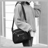 Простора жіноча сумка-месенджер чорного кольору з текстилю Confident 77594 - 4