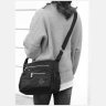 Простора жіноча сумка-месенджер чорного кольору з текстилю Confident 77594 - 5