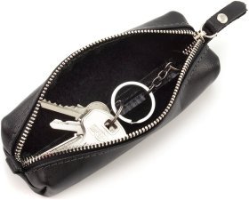 Черная ключница из высококачественной кожи на молнии Grande Pelle 67794