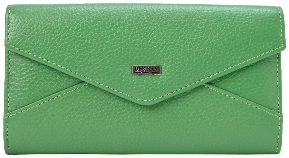 Шкіряний гаманець конверт зі шкіри флотар на кнопці Desisan 107894 зеленого кольору фото №1 Шкіряний гаманець конверт зі шкіри флотар на кнопці Desisan 107894 зеленого кольору modnotak фото №1