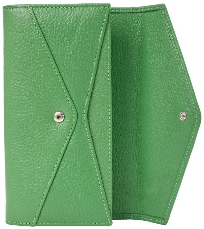 Шкіряний гаманець конверт зі шкіри флотар на кнопці Desisan 107894 зеленого кольору фото №3 Шкіряний гаманець конверт зі шкіри флотар на кнопці Desisan 107894 зеленого кольору modnotak фото №3
