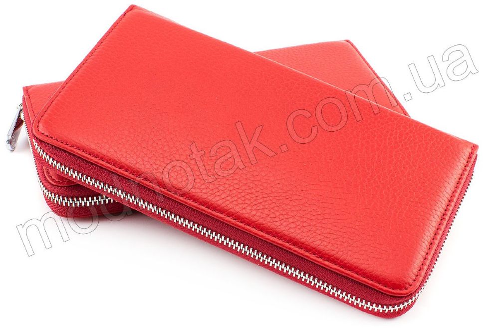 Червоний шкіряний гаманець-клатч на блискавки KARYA (1118-46)