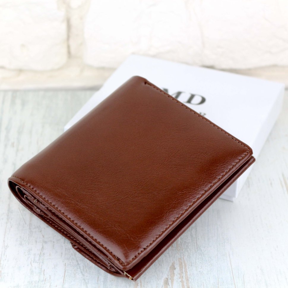 Невеликий жіночий гаманець зі шкірозамінника в коричневому кольорі MD Leather (21542)